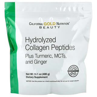 California Gold Nutrition, Hydrolyzed Collagen Peptides with Turmeric, MCT, and Ginger, 14.1 oz (400 g)