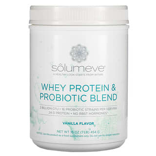 Solumeve, сывороточный протеин и смесь пробиотиков, ванильный вкус, 454 г (1 фунт)