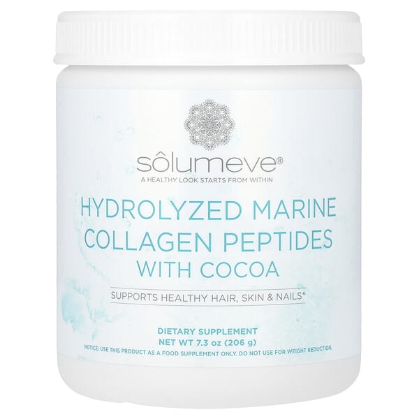 Solumeve, 含可可的水解海洋膠原蛋白肽，7.3 盎司（206 克）