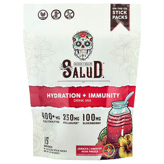 Salud, Nemlendirme ve Bağışıklığı Güçlendirici İçecek Karışımı, Jamaika Hatmi Agua Fresca, 15 Stick Paket, Her Biri 6 g (0,21 oz)