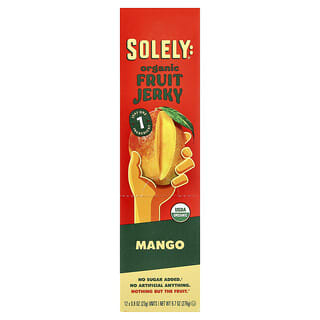 Solely, Organic Fruit Jerky, Mango, 12 Jerky Strips, 0.8 oz (23 g) Each