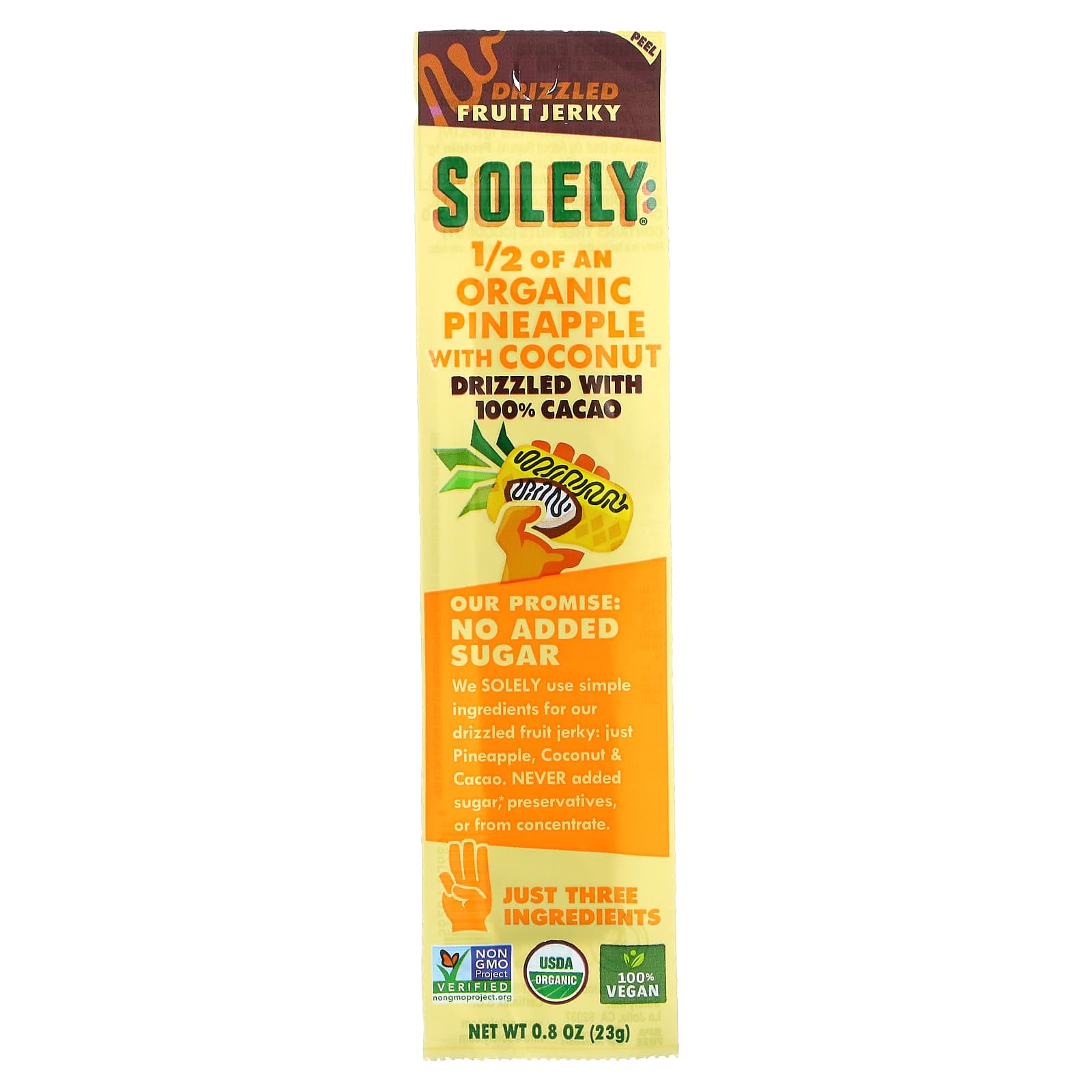 Solely, Organic Fruit Jerky, Pineapple with Coconut Drizzled with 100