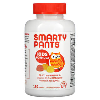 SmartyPants (سمارتي بانتس)‏, تركيبة للأطفال، فيتامينات متعددة وأوميجا 3، فراولة بالموز والبرتقال والليمون، 120 علكة