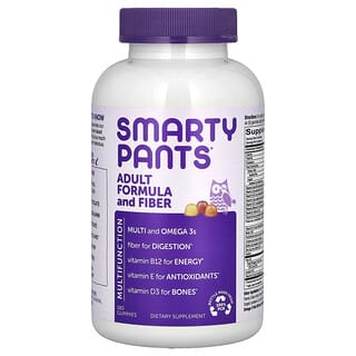 SmartyPants, Preparat i błonnik dla dorosłych, cytryna, truskawka, banan i pomarańcza, 180 żelek