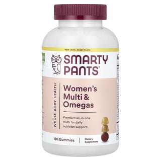 SmartyPants, Мультивитамины с омега и мультивитамины для женщин, черничный, апельсиновый и лимонный крем, 180 жевательных таблеток
