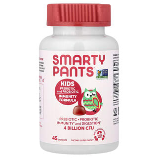 SmartyPants, пребіотики та пробіотики для дітей, жувальні таблетки для зміцнення імунітету, полуничний крем, 45 шт.