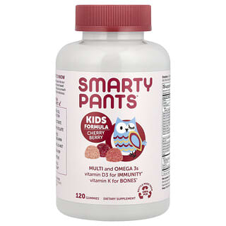 SmartyPants, Fórmula para niños, Suplemento multivitamínico y omega-3, Baya de cereza, 120 gomitas