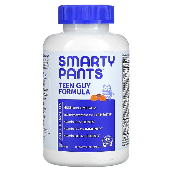 SmartyPants, Teen Guy Formula, Lemon Lime, Cherry, and Orange, 120 Gummies