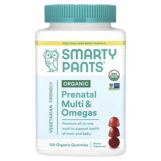 SmartyPants, Organic Prenatal Multi & Omegas, Grape, Blueberry and Mixed Berry, 120 Organic Gummies