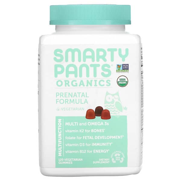 SmartyPants, Organics, Prenatal Formula, Grape, Blueberry, and Mixed Berry, 120 Vegetarian Gummies