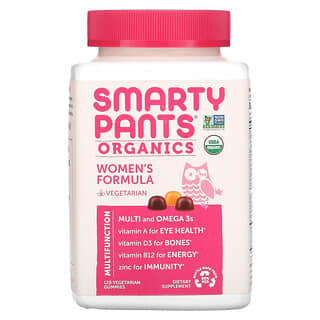 SmartyPants, Producto orgánico, Suplemento completo para mujeres, Frambuesa, lima y limón, y uva, 120 gomitas vegetales