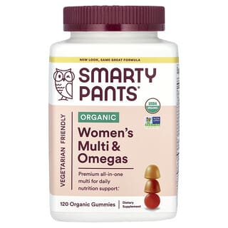 SmartyPants, Organic Women's Multi & Omegas, Raspberries, Lemon Lime and Grape, 120 Organic Gummies