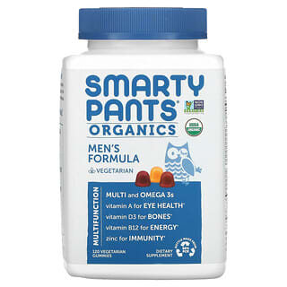SmartyPants, Organics، تركيبة للرجال، توت العليق والبرتقال والكرز، 120 علكة نباتية