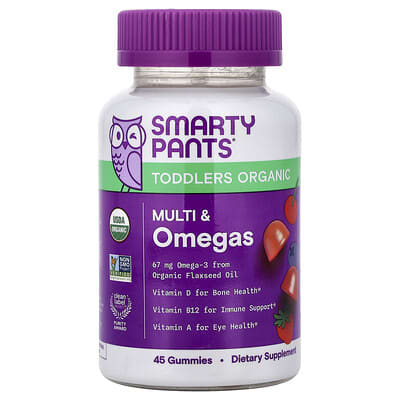 SmartyPants, Kids' Organic Formula, Multi-Nutrient & Omega Gummies, Assorted Berry & Cherry Flavors, 45 Gummies