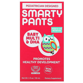 SmartyPants, فيتامينات متعددة + حمض دوكوزاهيكسنويك للأطفال، للأعمار 6-24 شهر، أونصة سائلة واحدة (30 ملل)
