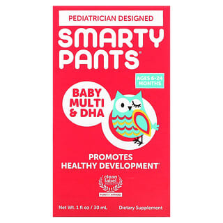 SmartyPants (سمارتي بانتس)‏, فيتامينات متعددة + حمض دوكوزاهيكسنويك للأطفال، للأعمار 6-24 شهر، أونصة سائلة واحدة (30 ملل)