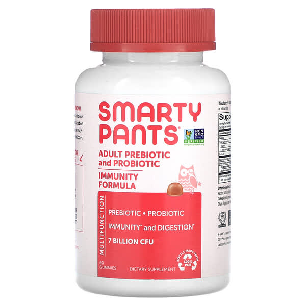 SmartyPants, 成年人益生元和益生菌，草莓奶油味，70 億 CFU，60 粒軟糖