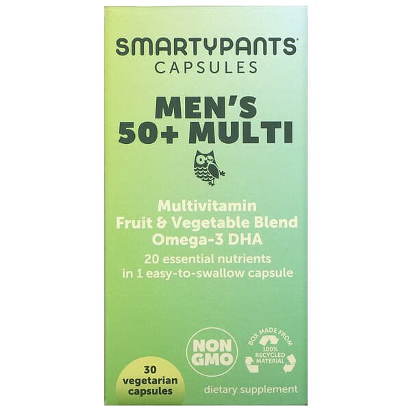 SmartyPants, Men's 50+ Multi, 30 Vegetarian Capsules (Discontinued Item) 