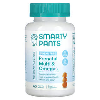 SmartyPants, Suplemento multivitamínico prenatal con omega, Sin azúcar, Limón, 60 gomitas