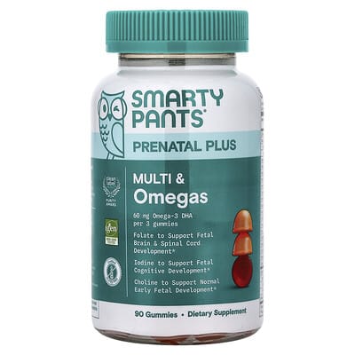 SmartyPants, Prenatal Plus, Multi & Omegas Gummies, Orange and Strawberry Lemonade, 90 Gummies