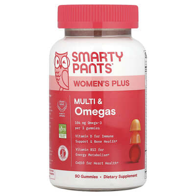 SmartyPants, Women's Multi and Omega Gummies, Strawberry, Orange & Lemon Cream Flavors, 90 Gummies