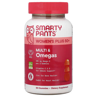 SmartyPants, Women's Plus 50+, Multi-Nutrient & Omegas Gummies, Orange & Mango, 90 Gummies
