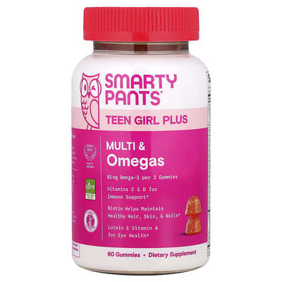 SmartyPants, upgraded version of multi-nutrients and Omegas for teens. Mango Orange, 60 Gummies