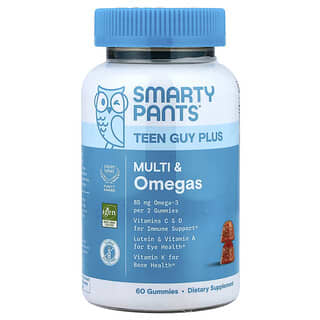 SmartyPants, Gomitas multivitamínicos con omega, Teen Guy Plus, Piña y naranja, 60 gomitas