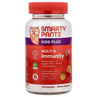 SmartyPants, Kids Plus, Multi & Immunity Gummies, Strawberry Watermelon and Tangerine, 60 Gummies