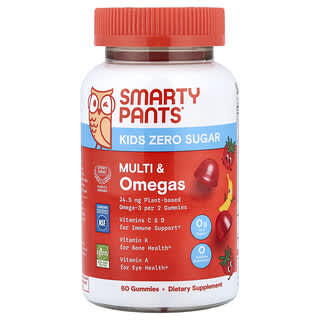 SmartyPants, Kids Zero Sugar, Multi & Omegas, Strawberry Banana, 60 Gummies