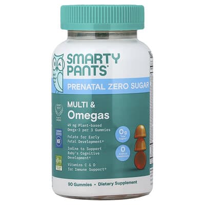 SmartyPants, Prenatal Zero Sugar, Multi & Omegas Gummies, Lemon, 90 Gummies