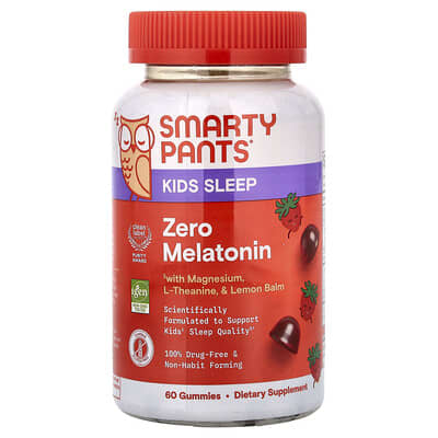 SmartyPants, Children's Sleep Aid, Melatonin-Free Gummies, Strawberry Flavor, 60 Gummies