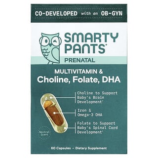 SmartyPants, Prenatal, Multivitamin & Choline, Folate, DHA, 60 Capsules