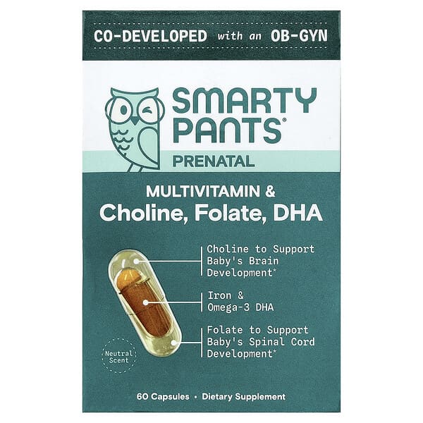 SmartyPants, Prenatal, Multivitamin & Choline, Folate, DHA, 60 Capsules — product photo 1
