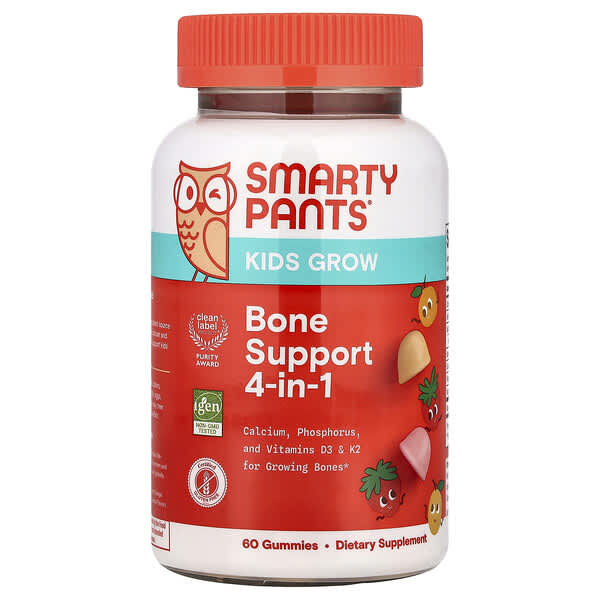 SmartyPants, Kids Grow, Bone Support 4-in-1 Gummies, Strawberry Creme and Orange Mango, 60 Gummies — product photo 1