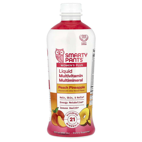 SmartyPants, Women's Plus, Liquid Multivitamin Multimineral, Peach Pineapple, 32 fl oz (946 ml) — product photo 1