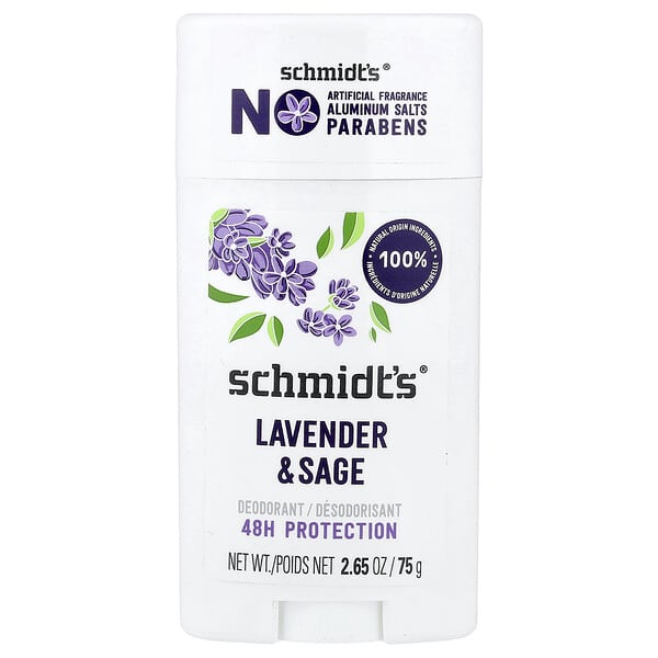 Schmidt's, 데오드란트, 라벤더 & 세이지, 75g(2.65oz)