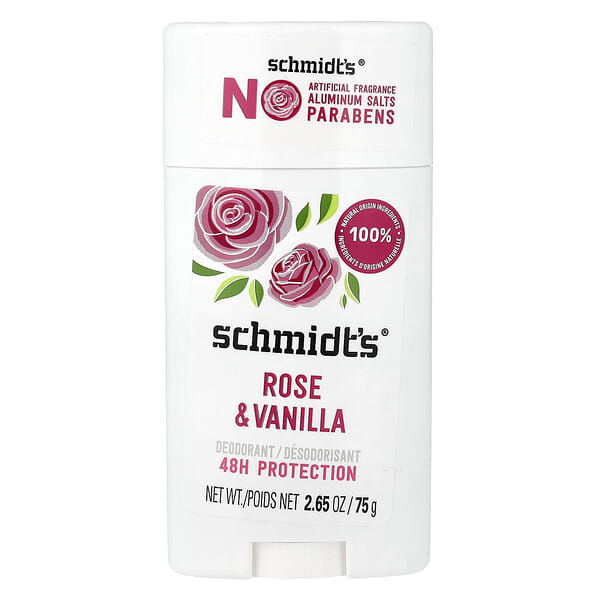 Schmidt's, 데오드란트, 장미 & 바닐라, 75g(2.65oz)