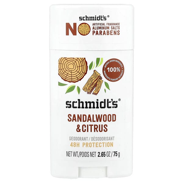 Schmidt's, 데오드란트, 샌들우드 및 시트러스, 75g(2.65oz)