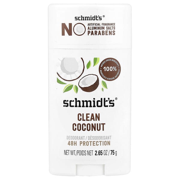 Schmidt's, 데오드란트, 클린 코코넛, 75g(2.65oz)