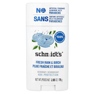 Schmidt's（シュミット）, Deodorant、フレッシュレイン＆カバノキ、75g（2.65オンス）