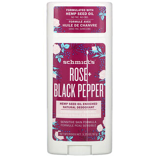 Schmidt's, Desodorante natural, Fórmula para pieles sensibles, Rosa y pimienta negra, 92 g (3,25 oz)