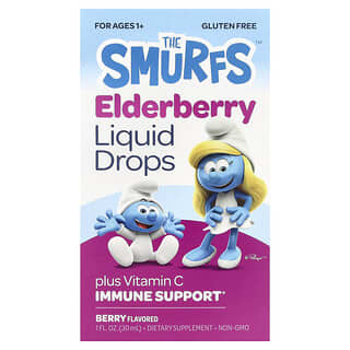 The Smurfs, Elderberry Liquid Drops, Ages 1+, Berry , 1 fl oz (30 ml)