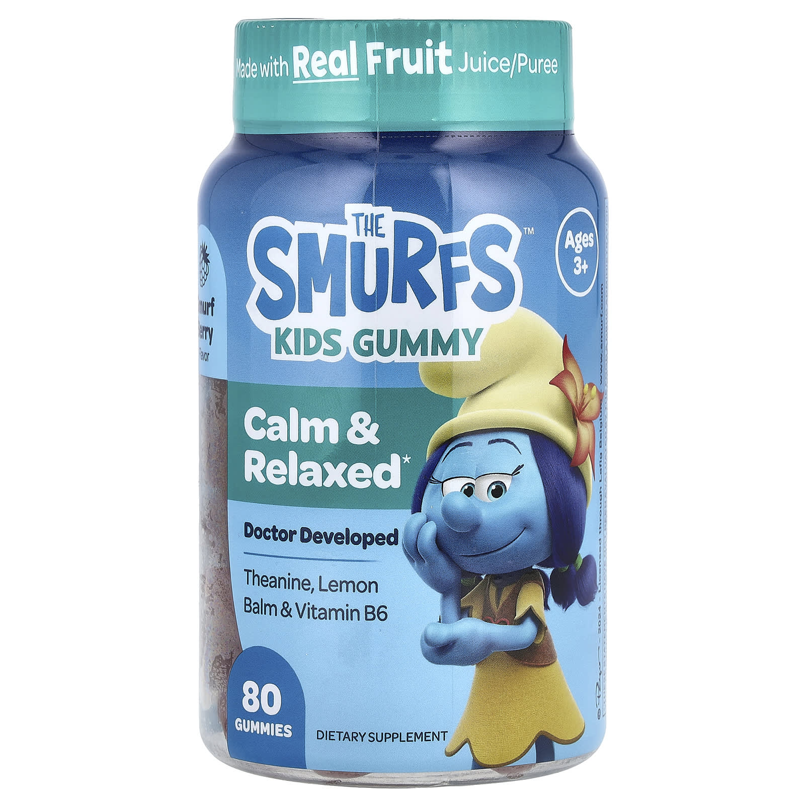 キッズグミ、Calm＆Relaxed、3歳以上、Smurf（スマーフ）ベリー、グミ80粒
