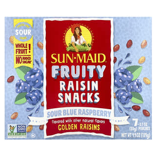 Sun-Maid, En-cas aux raisins et aux fruits, Framboise bleue acidulée, 7 sachets, 20 g chacun