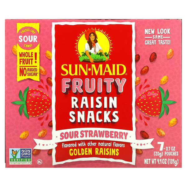 Sun-Maid, 水果葡萄乾零食，酸草莓味，7 袋，每袋 0.7 盎司（20 克）