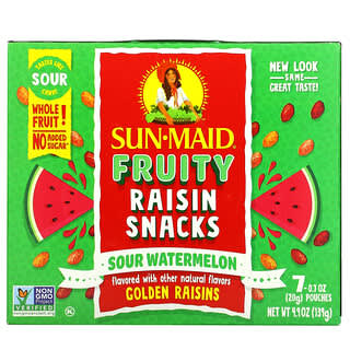 Sun-Maid, Fruity Raisin Snacks, Sour Watermelon, 7 Pouches, 0.7 oz (20 g) Each