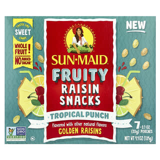 Sun-Maid, Fruity Raisin Snacks, Tropical Punch, 7 Pouches, 0.7 oz (20 g) Each