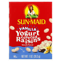 Sun-Maid, Enrobé de yaourt, raisins secs, vanille, 6 boîtes de 28,3 g chacune