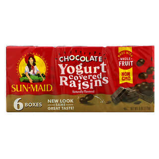 Sun-Maid, Yogurt Covered Raisins, Chocolate, 6 Boxes, 1 oz (28.3 g) Each